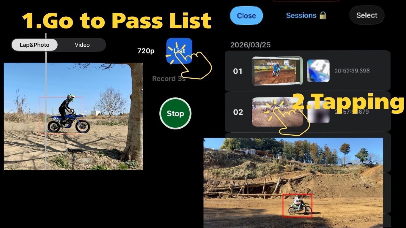 Ponderless pass list screen showing captured pass images in time order